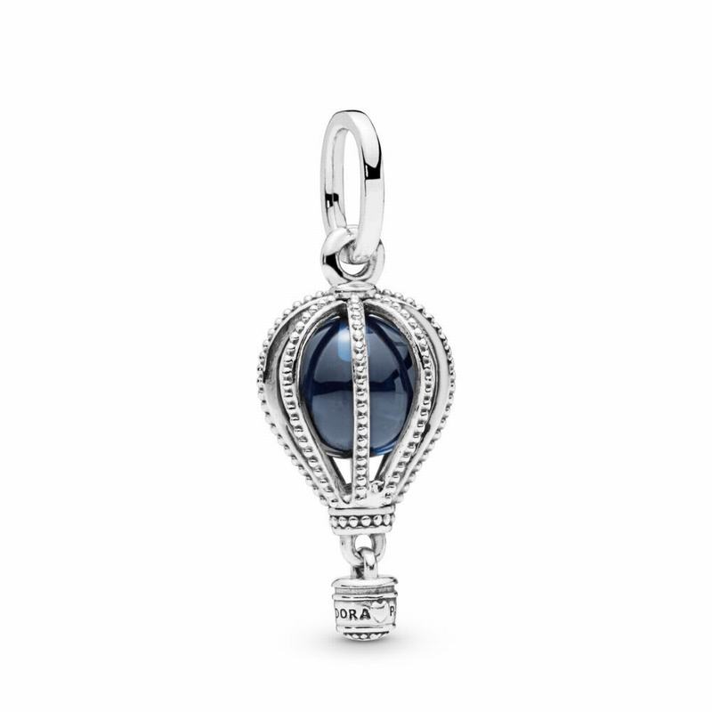 Pandora Hot Air Balloon Dangle Charm Ireland - Sterling Silver/Blue/Crystal - 865372AQP